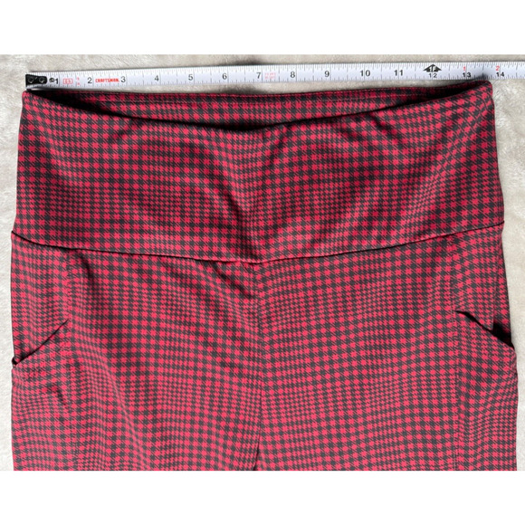 Loft Lou & Grey Red Plaid Flare Leggings Womens Size Large NEW - Picture 5 of 9